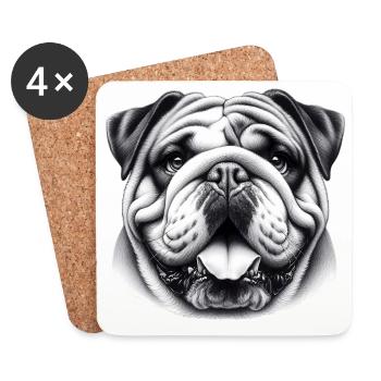 Bouledogue anglais Chien - Dessous de verre (lot de 4) - blanc - Devant