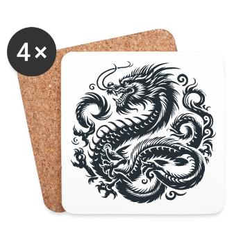 Chinesisches Drachen-Tattoo - Untersetzer (4er-Set) - Weiß - Vorne