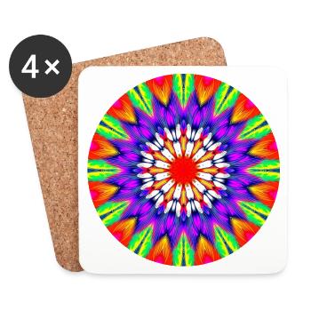 Kaleidoscope Mandala Color Rush - Coasters (set of 4) - white - Front