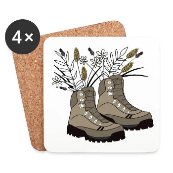 Chaussures de randonnée remplies de fleurs des prés - Dessous de verre (lot de 4) - blanc - Devant