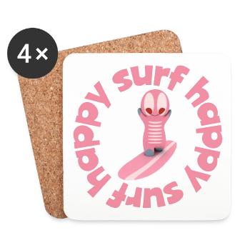 Niedliche Surf Kawaiifigur  - Untersetzer (4er-Set) - Weiß - Vorne