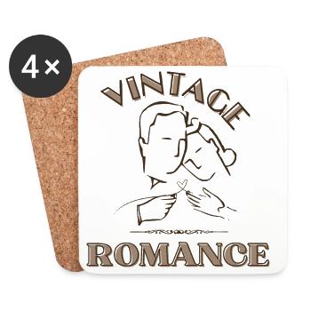 Romance vintage en art de ligne Kiss - Dessous de verre (lot de 4) - blanc - Devant