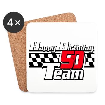50.Birthday , 50 years , Motorsport Happy (25) - Coasters (set of 4) - white - Front