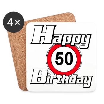 50th Birthday , 50 Years , Happy Birthday 50 (25) - Coasters (set of 4) - white - Front
