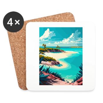 Îles Turques-et-Caïques Caraïbes Affiche de voyage - Dessous de verre (lot de 4) - blanc - Devant