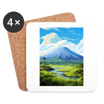 Parc national du volcan Tenorio Costa Rica Souvenir - Dessous de verre (lot de 4) - blanc - Devant