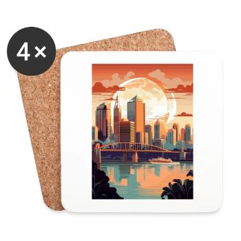 Brisbane Australien Vintage Reiseposter Souvenir - Untersetzer (4er-Set) - Weiß - Vorne