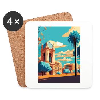 Adelaide Australia Vintage Travel Poster Souvenir - Coasters (set of 4) - white - Front