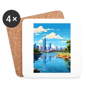 Brisbane Australien Vintage Reiseposter Souvenir - Untersetzer (4er-Set) - Weiß - Vorne