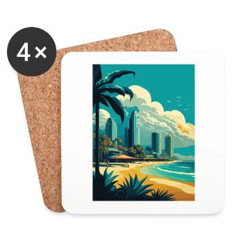 Gold Coast Australien Vintage Reiseposter WPA Kunst - Untersetzer (4er-Set) - Weiß - Vorne