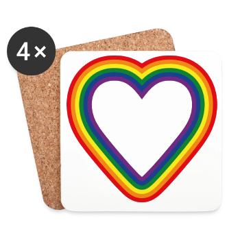 Herz Regenbogen Symbol LGTBQ+ Community - Untersetzer (4er-Set) - Weiß - Vorne