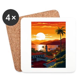 Puerto Vallarta Mexiko Vintage Reiseposter WPA - Untersetzer (4er-Set) - Weiß - Vorne