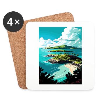 Andros Islands Caribbean Vintage Travel Poster WPA - Coasters (set of 4) - white - Front