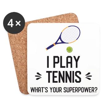 Ich spiele Tennis. Was ist deine Superkraft? - Untersetzer (4er-Set) - Weiß - Vorne