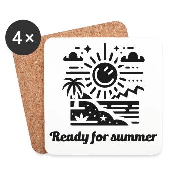 ready for summer sommer sonne sonnenschein - Untersetzer (4er-Set) - Weiß - Vorne