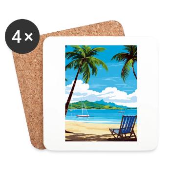 Antigua-et-Barbuda Affiche de voyage dans les Caraïbes - Dessous de verre (lot de 4) - blanc - Devant