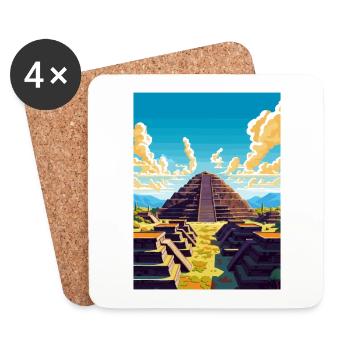 Pyramiden der Sonne Dekoration Reiseposter - Untersetzer (4er-Set) - Weiß - Vorne