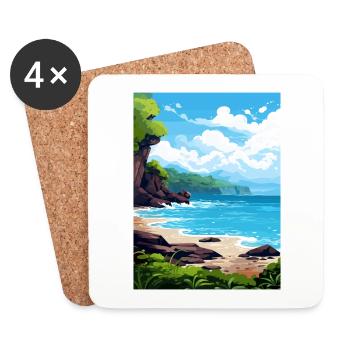 Péninsule de Papagayo Costa Rica affiche de voyage - Dessous de verre (lot de 4) - blanc - Devant