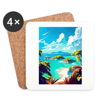 Bahamas Caribbean Vintage Travel Poster Souvenir - Coasters (set of 4) - white - Front