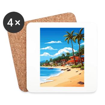 Honduras Caribbean Vintage Travel Poster Souvenir - Coasters (set of 4) - white - Front