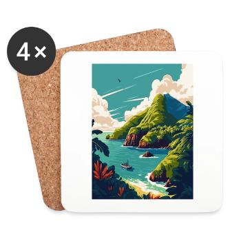 Dominica Caribbean Vintage Travel Poster Souvenir - Coasters (set of 4) - white - Front