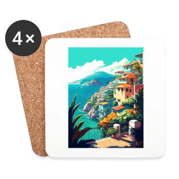 Acapulco Décoration Vintage Voyage Affiche Souvenir - Dessous de verre (lot de 4) - blanc - Devant