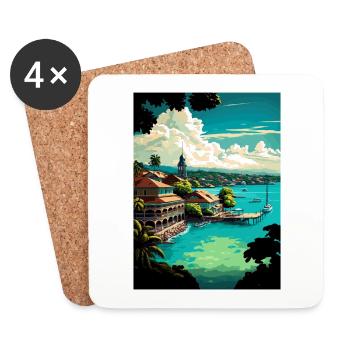 Ocho Rios Caribbean Vintage Travel Poster Souvenir - Coasters (set of 4) - white - Front