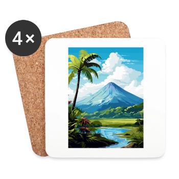 La Fortuna Costa Rica Vintage Travel Poster WPA - Coasters (set of 4) - white - Front