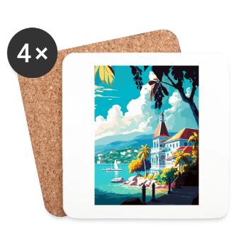 Montego Bay Karibik Vintage Reiseposter WPA - Untersetzer (4er-Set) - Weiß - Vorne