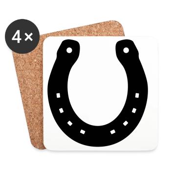 Horseshoe Horse Good Luck Symbol Surface Color - Coasters (set of 4) - white - Front