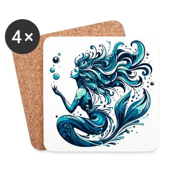 Meerjungfrau Nixe Wasserfrau Geschenk - Untersetzer (4er-Set) - Weiß - Vorne