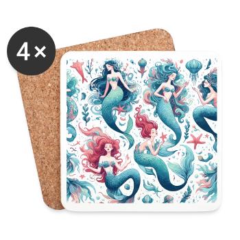 Mermaid Pattern Gift - Coasters (set of 4) - white - Front