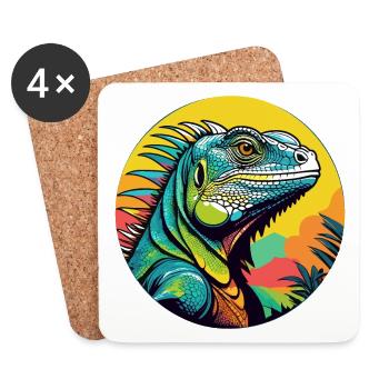Leguan-Kunst - Untersetzer (4er-Set) - Weiß - Vorne