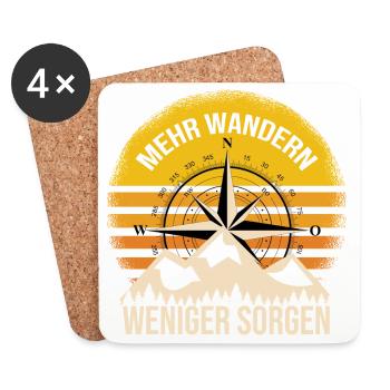 Mehr wandern, weniger Sorgen - Untersetzer (4er-Set) - Weiß - Vorne