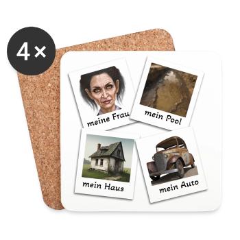 Anti-show-off motif - Coasters (set of 4) - white - Front