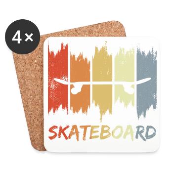 Skateboard Retro Look - Coasters (set of 4) - white - Front