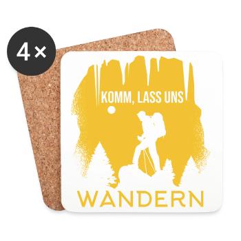 Komm, lass uns wandern - Untersetzer (4er-Set) - Weiß - Vorne