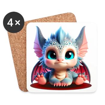 Adorables bébés Dragons | Édition Chibi colorée - Dessous de verre (lot de 4) - blanc - Devant