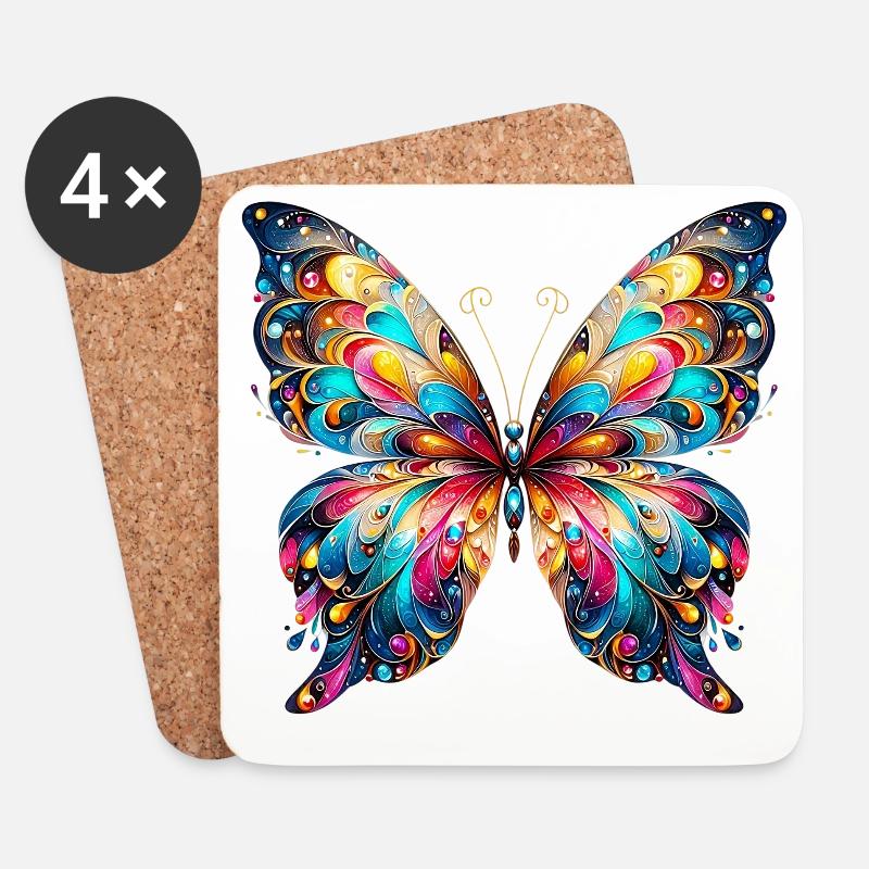 Schmetterling - Untersetzer (4er-Set) - Weiß