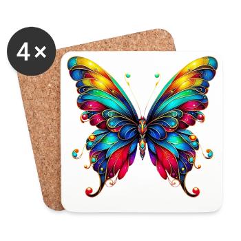 Papillon - Dessous de verre (lot de 4) - blanc - Devant