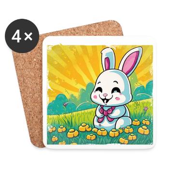 Hase comic style lustig - Untersetzer (4er-Set) - Weiß - Vorne