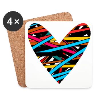 SAINT VALENTIN. EVJF. JE T'AIME. I LOVE YOU. AMOUR - Dessous de verre (lot de 4) - blanc - Devant