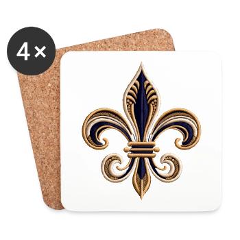 Elegant Fleur-de-Lis Embroidery Tee - Coasters (set of 4) - white - Front