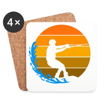 Wakeboard Welle Wasserski Wellenreiten Surfen - Untersetzer (4er-Set) - Weiß - Vorne