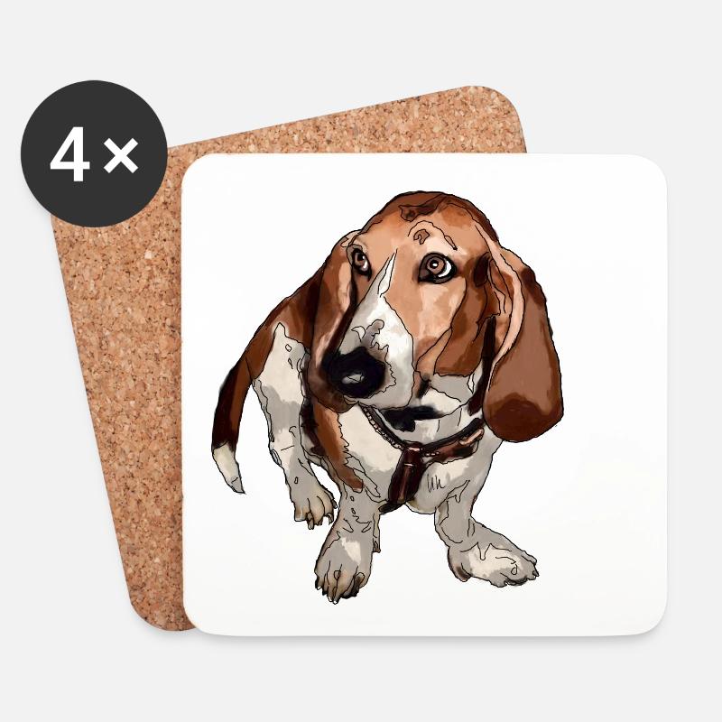 Basset - Untersetzer (4er-Set) - Weiß