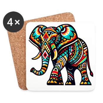 Elefant - Untersetzer (4er-Set) - Weiß - Vorne
