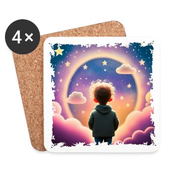 Boy looking into the distance star background - Coasters (set of 4) - white - Front