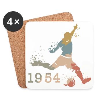 retro Fußballer 1954 vintage Mannschaft Geburtstag - Untersetzer (4er-Set) - Weiß - Vorne