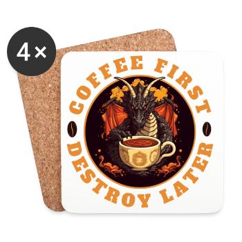 COFFEE FIRST - DESTROY LATER - Coasters (set of 4) - white - Front