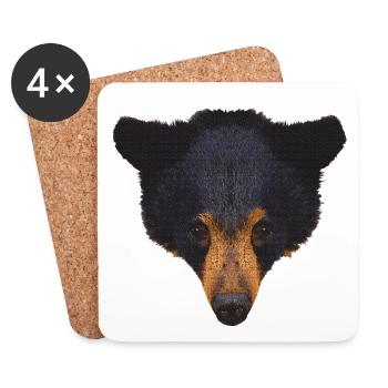 tolle Foto motive, Schwarzbär Baby - Untersetzer (4er-Set) - Weiß - Vorne